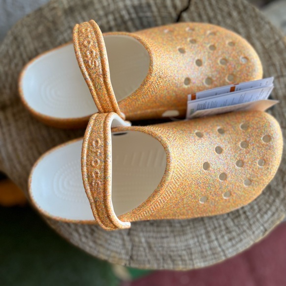 CROCS CLASSIC GLITTER CLOG ORANGE SORBET GLITTER ❤️❤️❤️❤️ - Picture 3 of 5